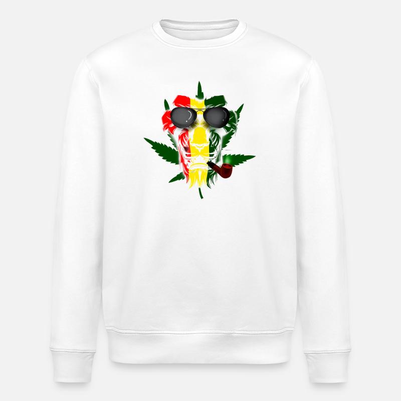 Graphique de fumée de lion Rasta - Sweat bio ROLLER Stanley/Stella Unisexe - blanc