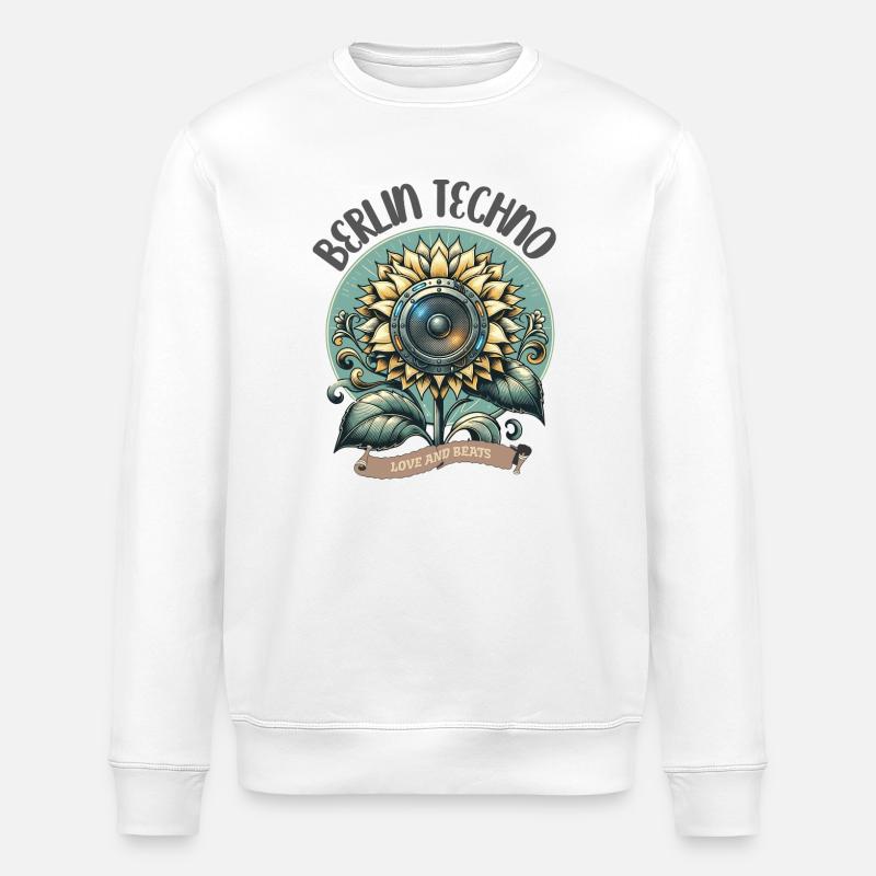 Berlin Techno - Love and Beats - Stanley/Stella ROLLER Unisex Organic Sweatshirt - white