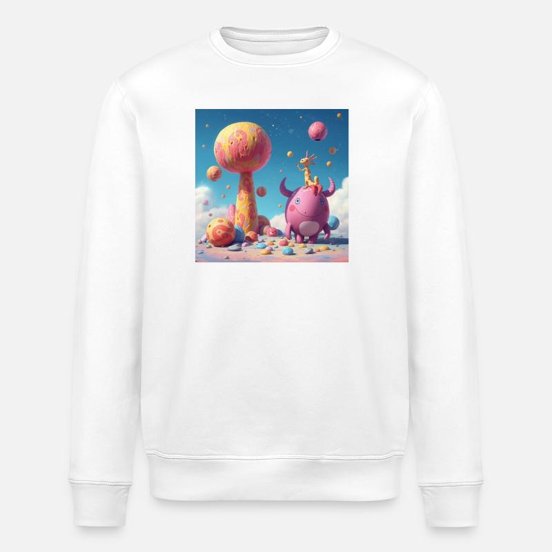 Pastel Planet Friends - Stanley/Stella Unisex Bio-Sweatshirt ROLLER - Weiß