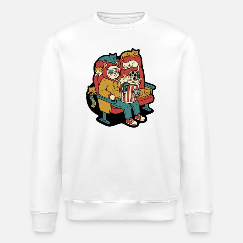 Katzenkino Popcorn Lounge - Stanley/Stella Unisex Bio-Sweatshirt ROLLER - Weiß