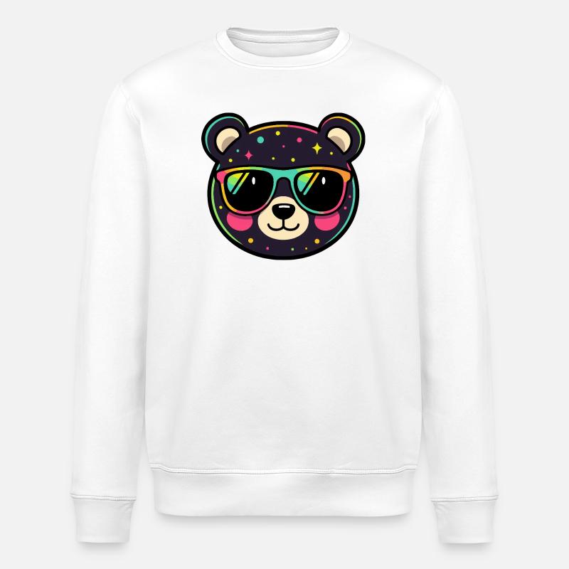 Polychromer Neon-Panda mit Brille - Stanley/Stella Unisex Bio-Sweatshirt ROLLER - Weiß