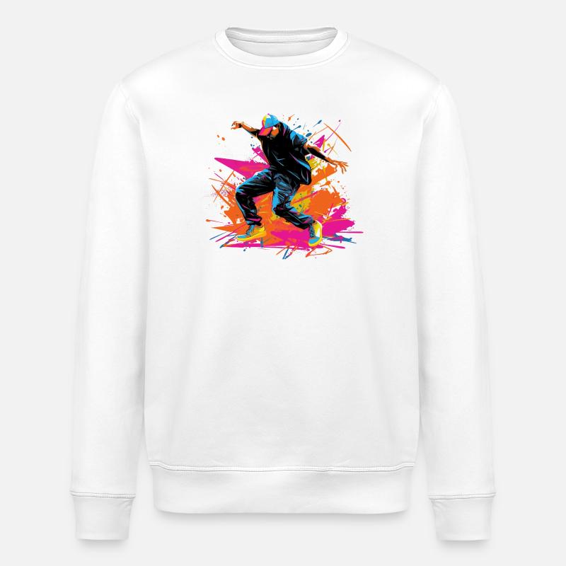 Retro B Boy Synthwave - Stanley/Stella Unisex Bio-Sweatshirt ROLLER - Weiß