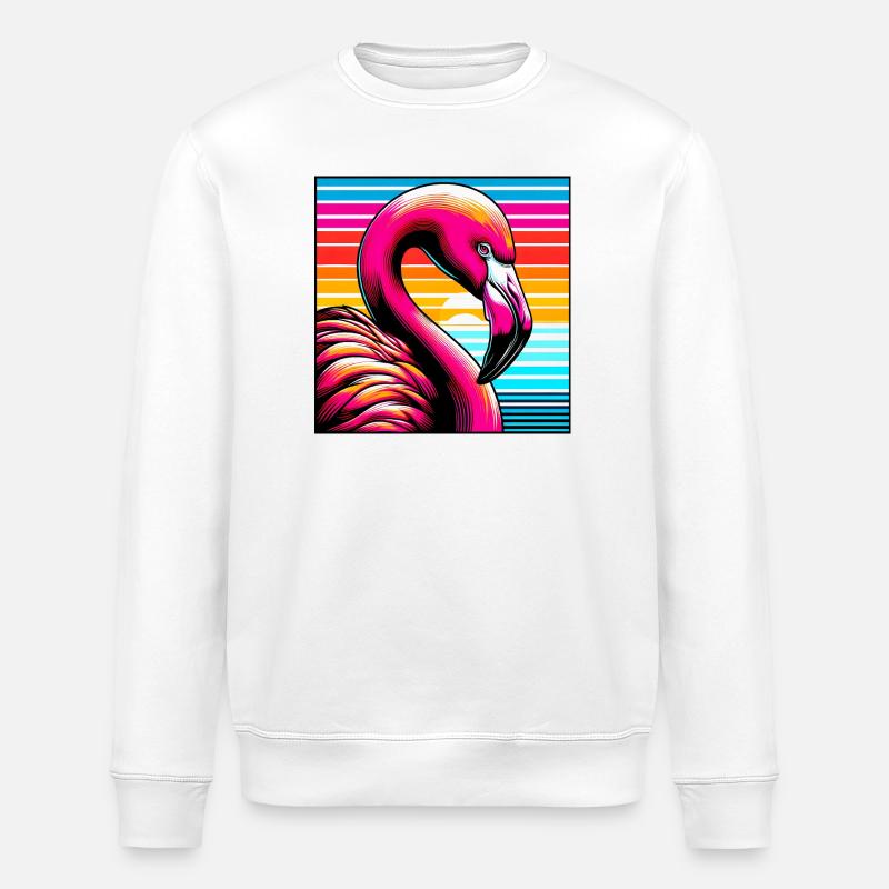 flamingo - Stanley/Stella ROLLER Unisex Organic Sweatshirt - white