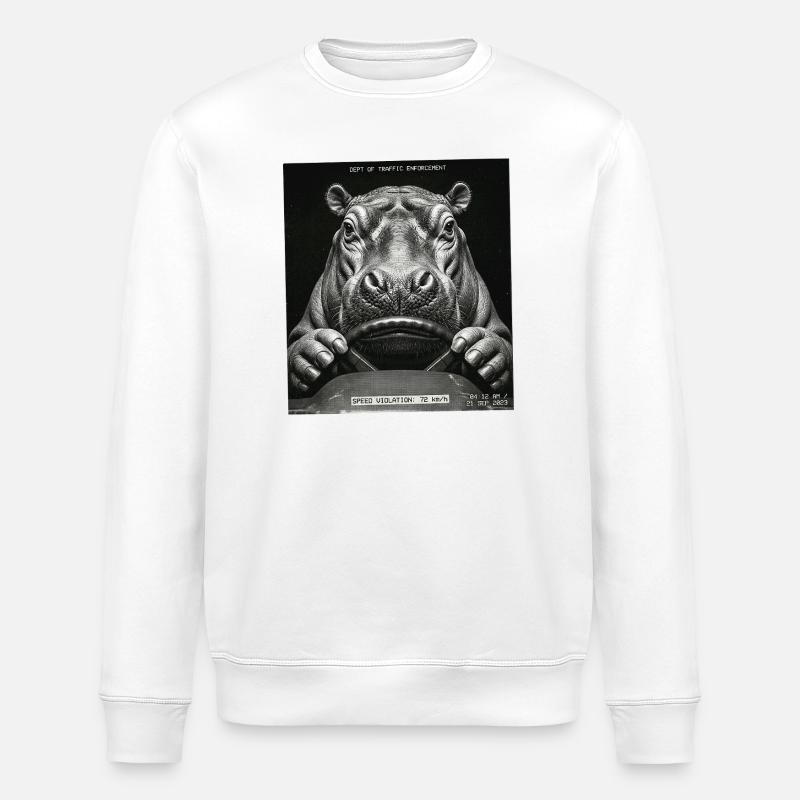 Nilpferd Radar Kontrolle Blitzer - Stanley/Stella Unisex Bio-Sweatshirt ROLLER - Weiß