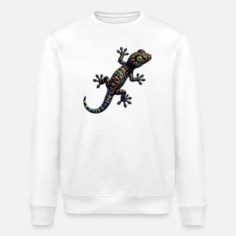 Gecko climbs - Stanley/Stella ROLLER Unisex Organic Sweatshirt - white