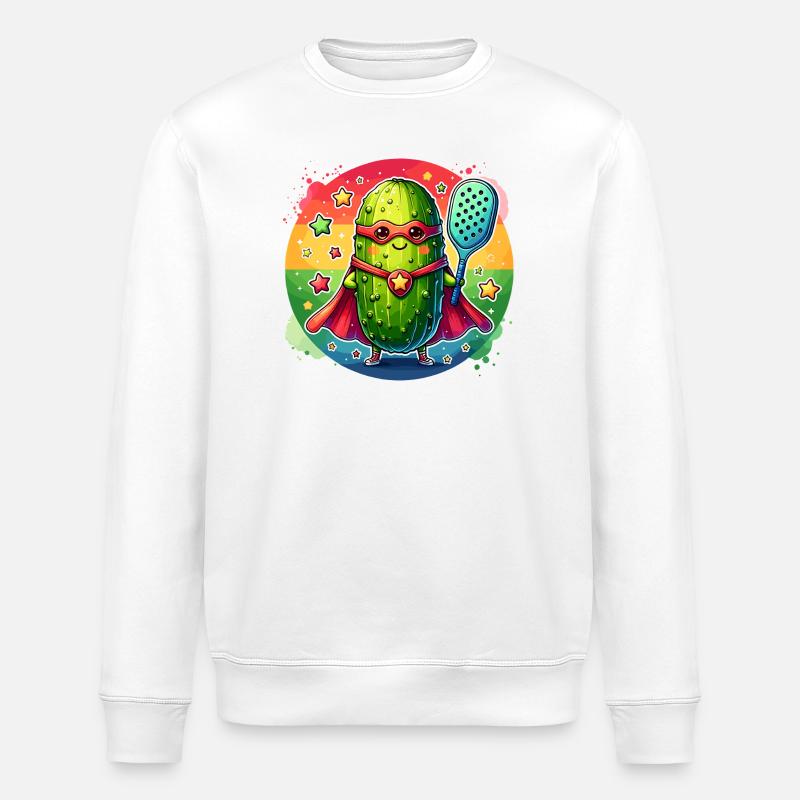 Pickleball Superheld Helden Gurke Paddle - Stanley/Stella Unisex Bio-Sweatshirt ROLLER - Weiß