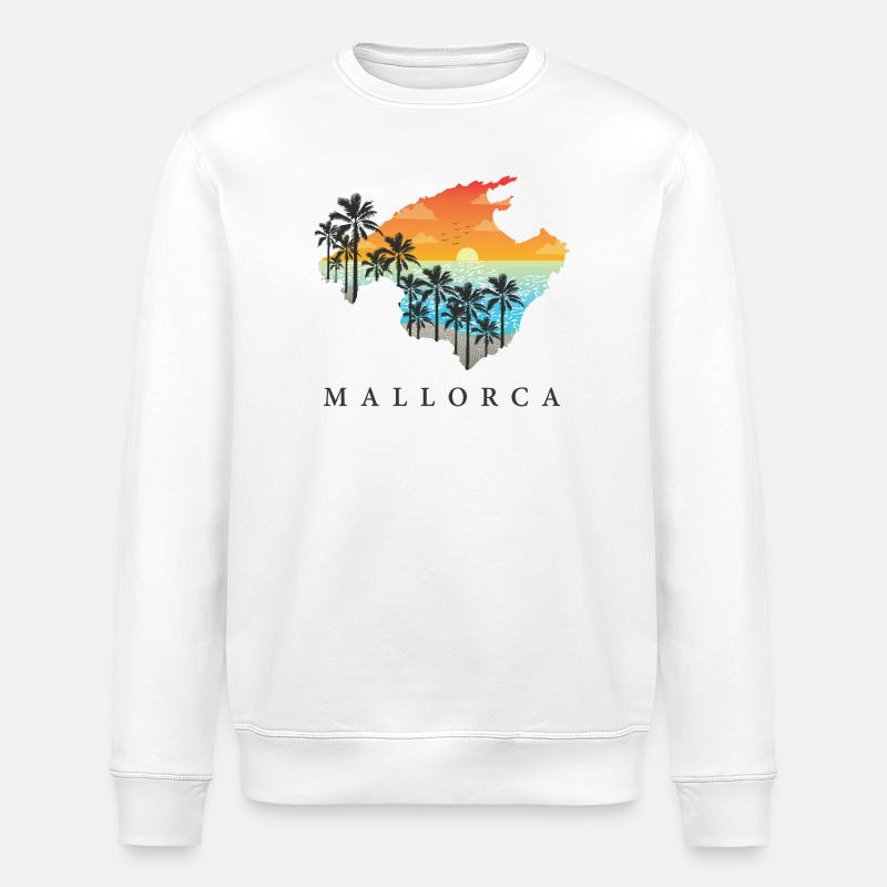 Mallorca Sonnenuntergang Palmen Silhouette - Stanley/Stella Unisex Bio-Sweatshirt ROLLER - Weiß