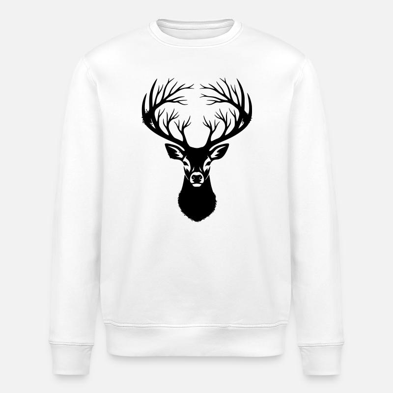 Hirschkopf Geweih Silhouette - Stanley/Stella Unisex Bio-Sweatshirt ROLLER - Weiß