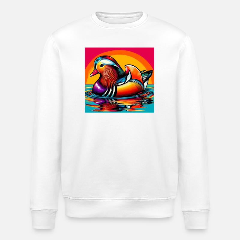 Mandarin duck - Stanley/Stella ROLLER Unisex Organic Sweatshirt - white