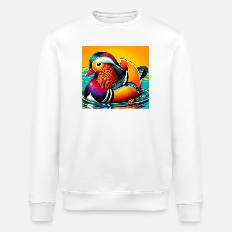 Mandarin duck - Stanley/Stella ROLLER Unisex Organic Sweatshirt - white