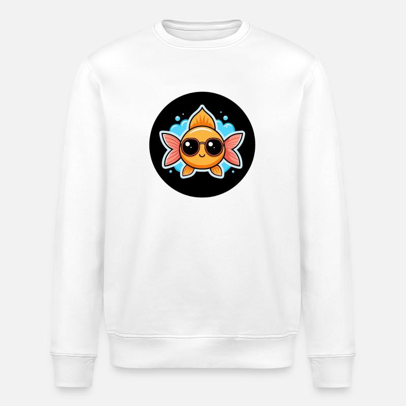 Poisson Chouette et Lunettes - Sweat bio ROLLER Stanley/Stella Unisexe - blanc
