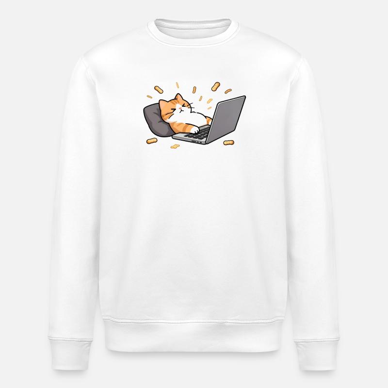 Geek chat in telecommuting mode - Stanley/Stella ROLLER Unisex Organic Sweatshirt - white