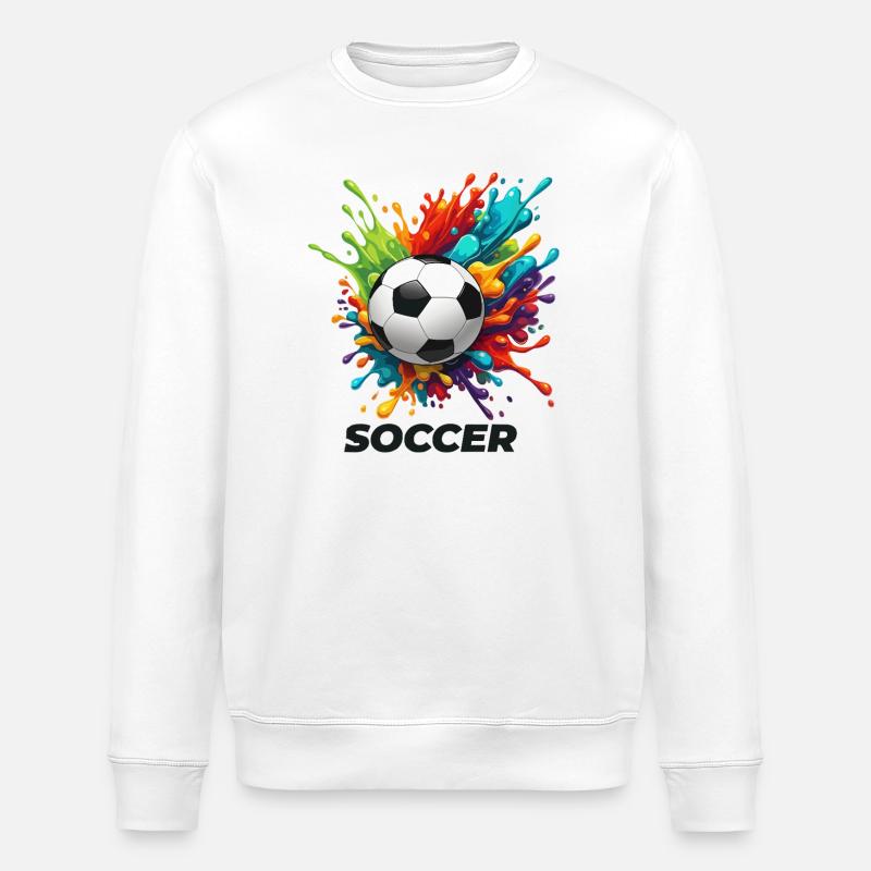 Lebendiges Splash-Fußball-Motiv - Stanley/Stella Unisex Bio-Sweatshirt ROLLER - Weiß