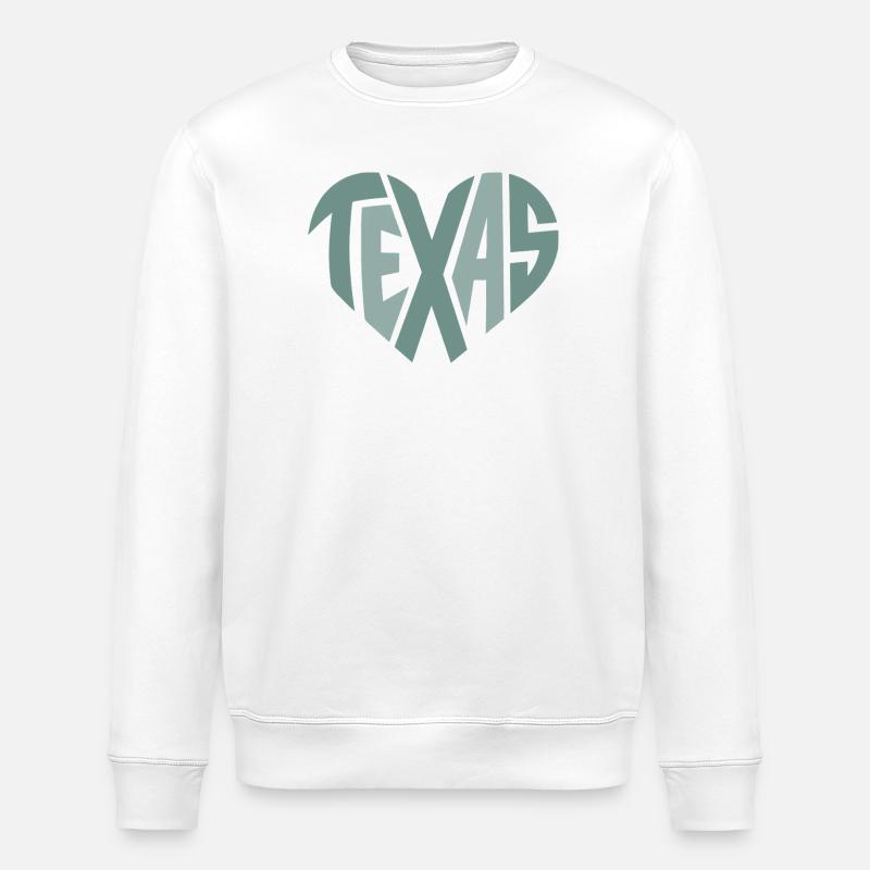 Texas Typography Geometric Heart - Stanley/Stella ROLLER Unisex Organic Sweatshirt - white