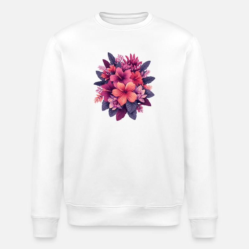Fleurs tropicales d’hibiscus - Sweat bio ROLLER Stanley/Stella Unisexe - blanc