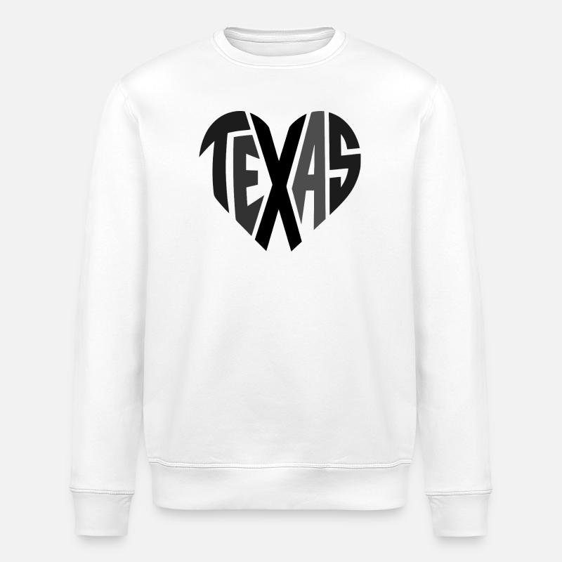 Texas Heart Typography - Stanley/Stella ROLLER Unisex Organic Sweatshirt - white