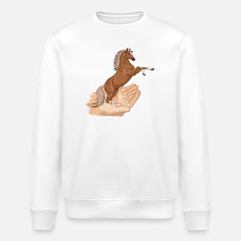 Ein springendes Pferd in zwei Händen - Stanley/Stella Unisex Bio-Sweatshirt ROLLER - Weiß