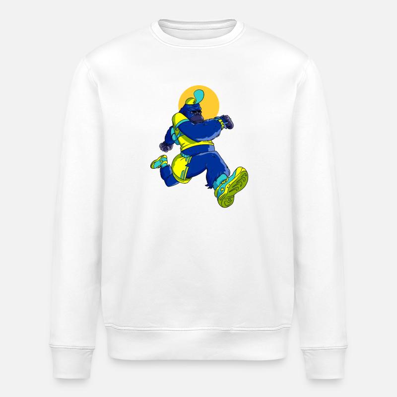 Blue Gorilla runner - Stanley/Stella ROLLER Unisex Organic Sweatshirt - white