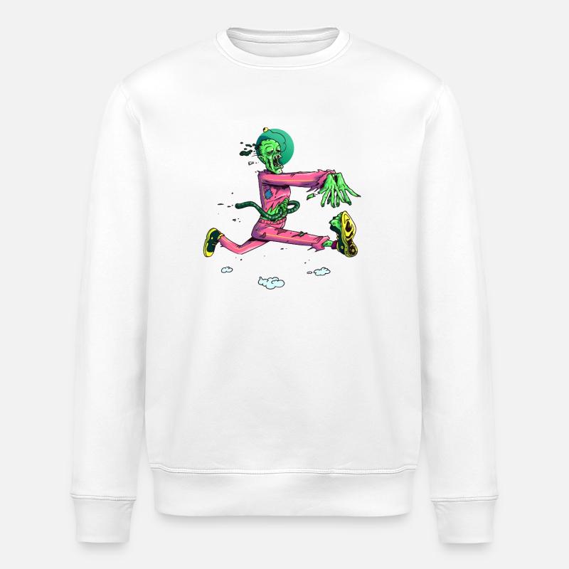 Zombie Runner Neon Pop - Stanley/Stella ROLLER Unisex Organic Sweatshirt - white