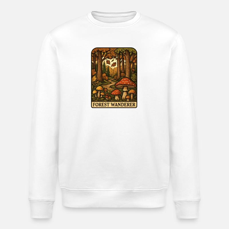 Forest Wanderer Pilzpfad Herbstwald - Stanley/Stella Unisex Bio-Sweatshirt ROLLER - Weiß