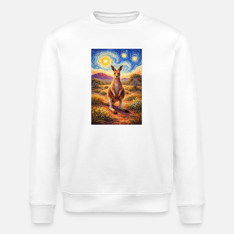 Kangaroo under Starry Night - Stanley/Stella ROLLER Unisex Organic Sweatshirt - white