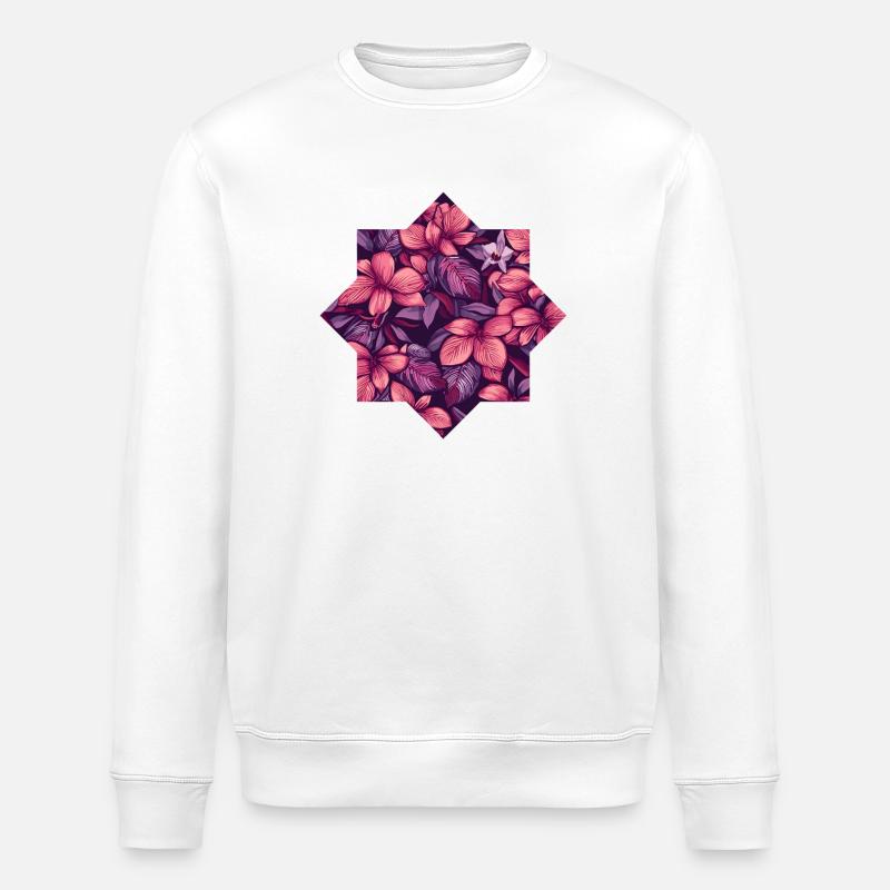 Pink tropisches Blütenmuster - Stanley/Stella Unisex Bio-Sweatshirt ROLLER - Weiß