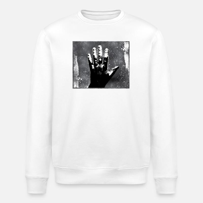 Hand Silhouette GrungeMonochrome Style - Stanley/Stella ROLLER Unisex Organic Sweatshirt - white