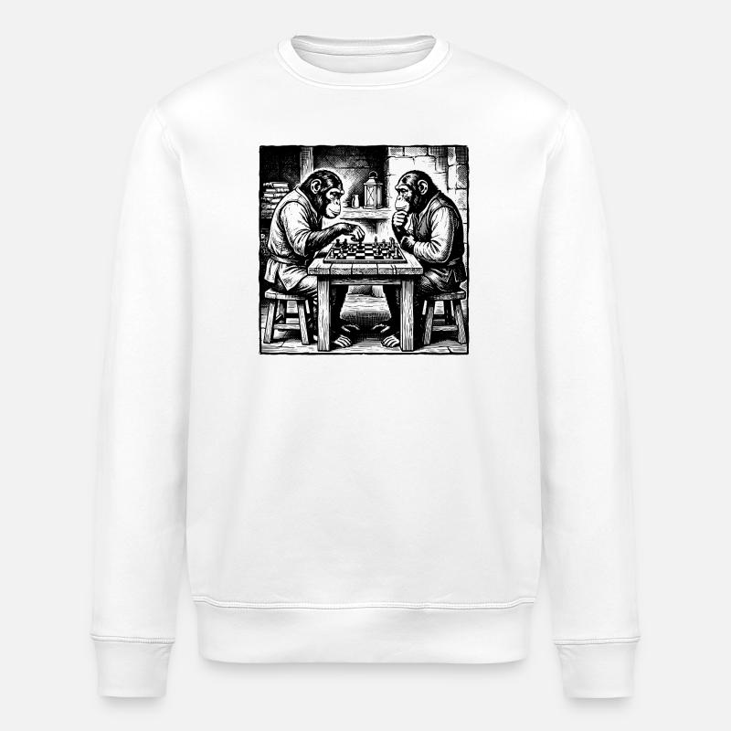 Les singes jouent aux échecs T-shirt - Sweat bio ROLLER Stanley/Stella Unisexe - blanc