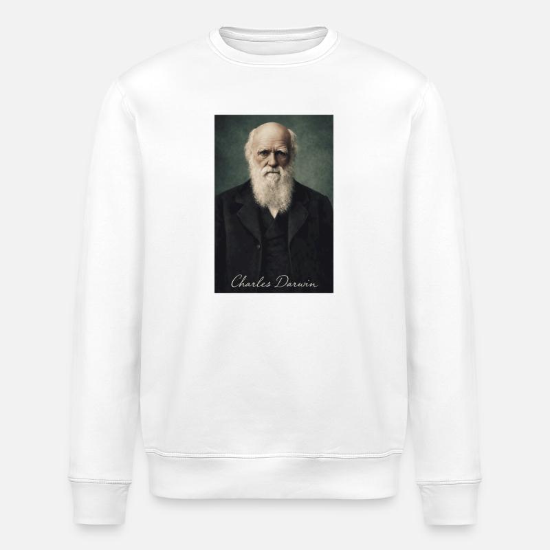 Charles Darwin Portrait - Sweat bio ROLLER Stanley/Stella Unisexe - blanc