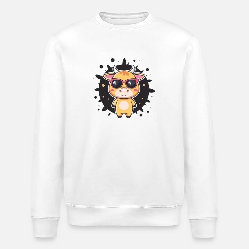 Vache kawaii lunettes de soleil - Sweat bio ROLLER Stanley/Stella Unisexe - blanc
