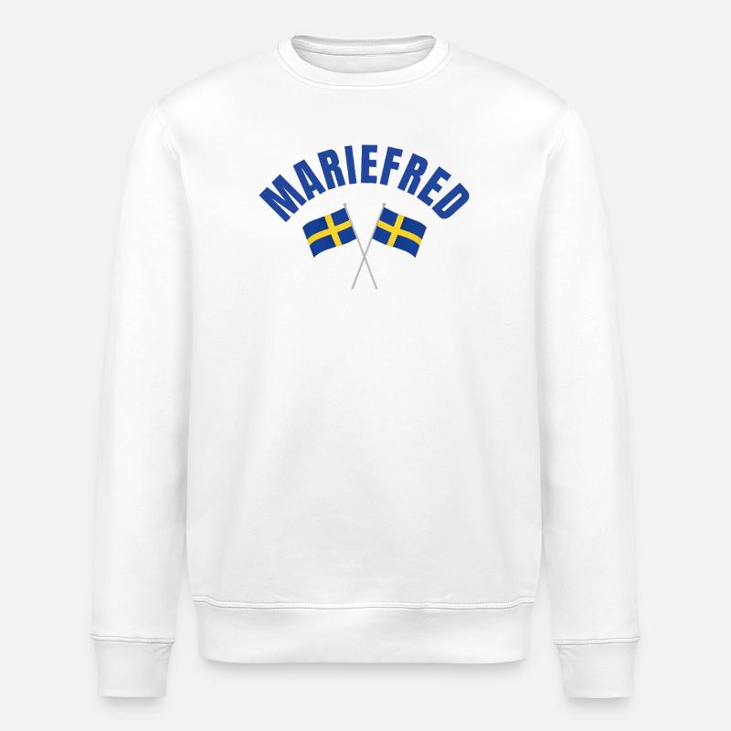 Mariefred Schwedische Flaggen - Stanley/Stella Unisex Bio-Sweatshirt ROLLER - Weiß