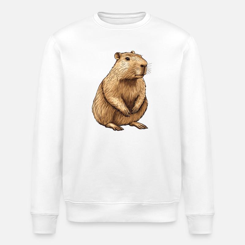 Capybara Portrait - Stanley/Stella Unisex Bio-Sweatshirt ROLLER - Weiß