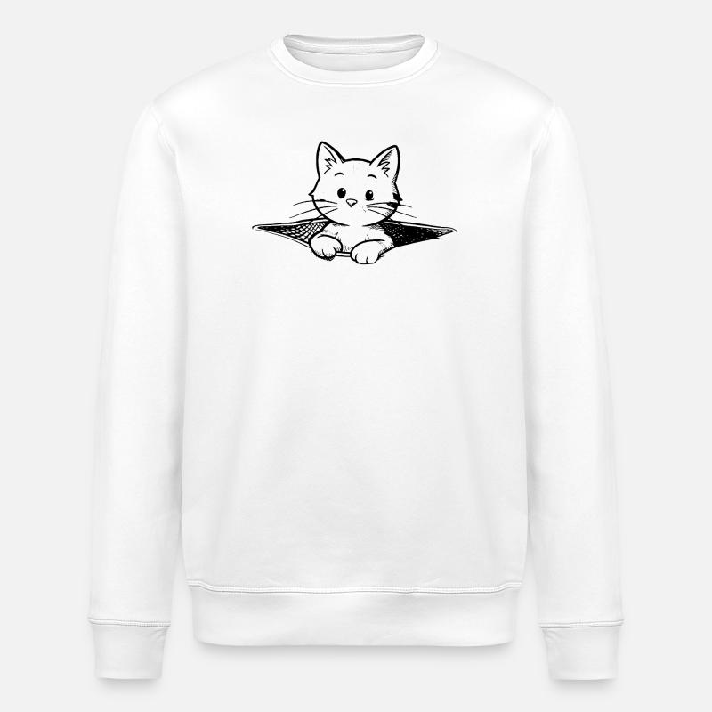 Kätzchen im Beutel Illustration - Stanley/Stella Unisex Bio-Sweatshirt ROLLER - Weiß