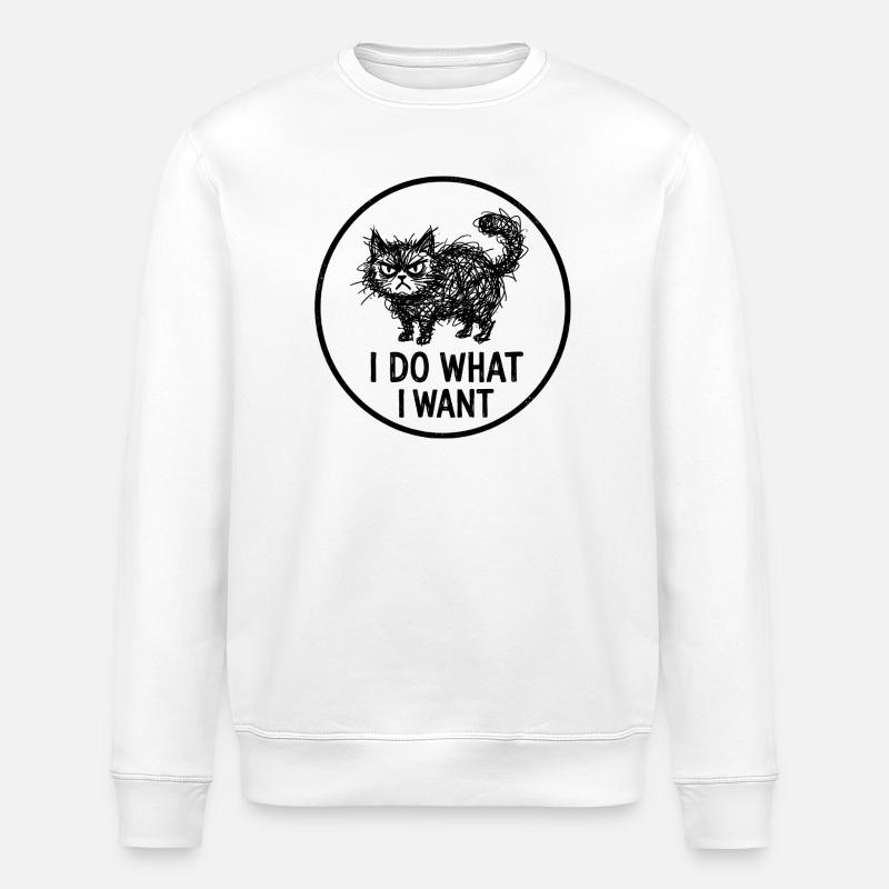Ich mache, was ich will Katzenlogo - Stanley/Stella Unisex Bio-Sweatshirt ROLLER - Weiß