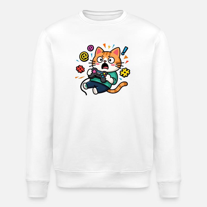 Chat Gamer Déchaîné - Sweat bio ROLLER Stanley/Stella Unisexe - blanc