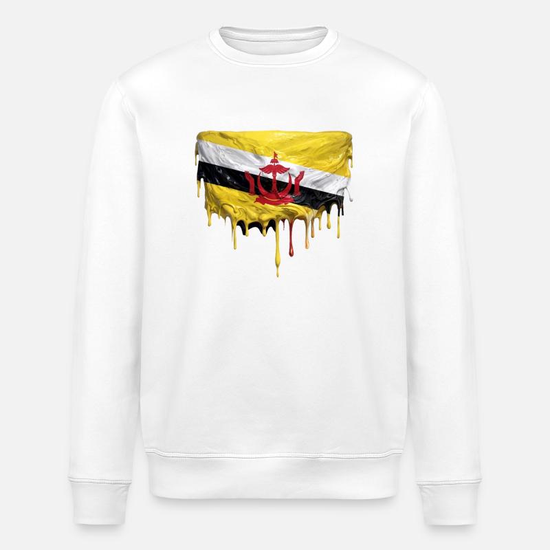 Brunei Flags Drop Art - Stanley/Stella ROLLER Unisex Organic Sweatshirt - white