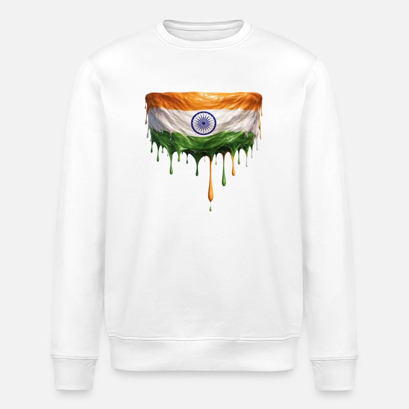 Indischer Flaggen Kunst - Stanley/Stella Unisex Bio-Sweatshirt ROLLER - Weiß