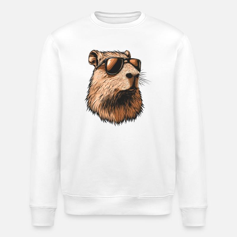 Capybara avec lunettes de soleil - Sweat bio ROLLER Stanley/Stella Unisexe - blanc