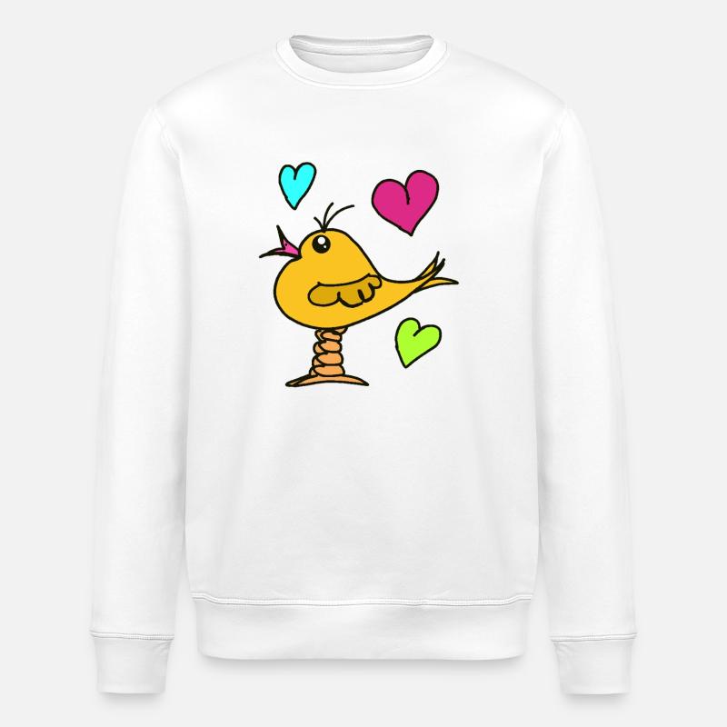 Bird Heart Comic Birds Funny - Stanley/Stella ROLLER Unisex Organic Sweatshirt - white
