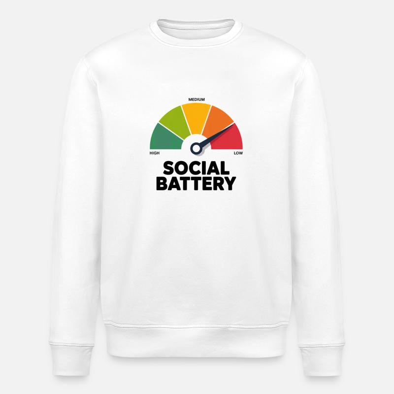 Batterie sociale faible - Sweat bio ROLLER Stanley/Stella Unisexe - blanc
