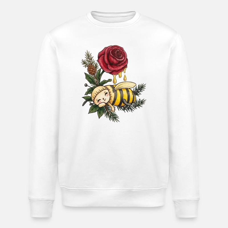 Honigbiene träumt zwischen Rosen - Stanley/Stella Unisex Bio-Sweatshirt ROLLER - Weiß