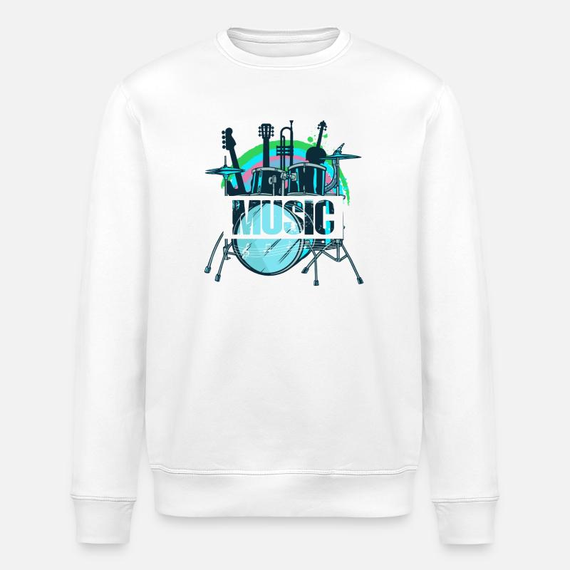 Vibrant Drum Set Splash - Stanley/Stella ROLLER Unisex Organic Sweatshirt - white