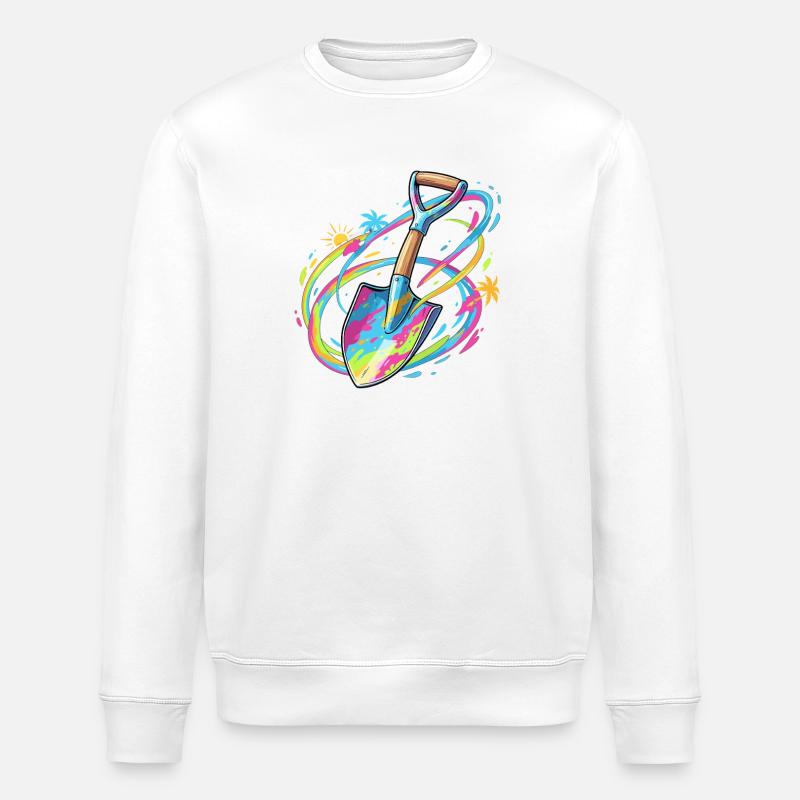 Farbexplosion Gartenschaufel Illustration - Stanley/Stella Unisex Bio-Sweatshirt ROLLER - Weiß
