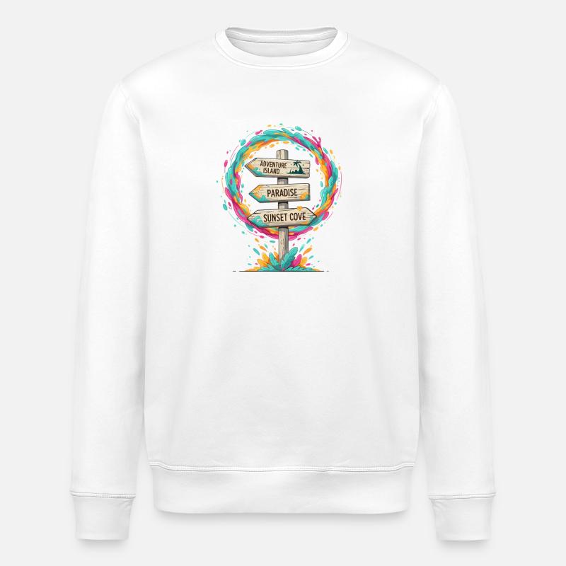 Signpost Tropische Inselpfade - Stanley/Stella Unisex Bio-Sweatshirt ROLLER - Weiß