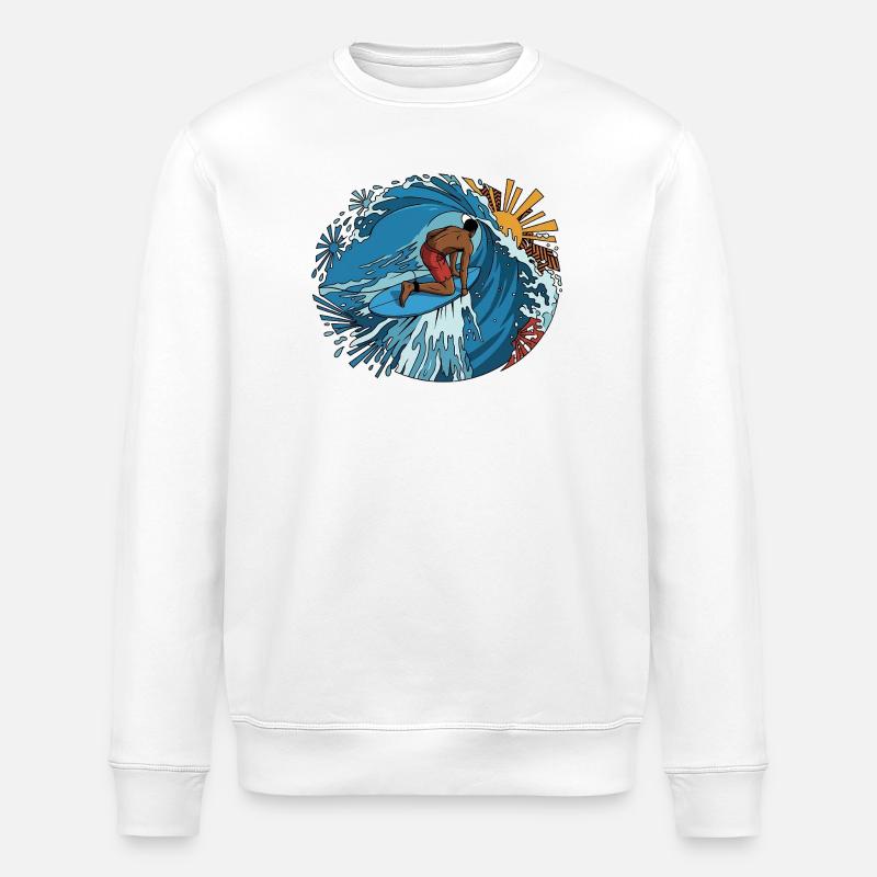 Surfeur Cirkel Surfkunst - Sweat bio ROLLER Stanley/Stella Unisexe - blanc