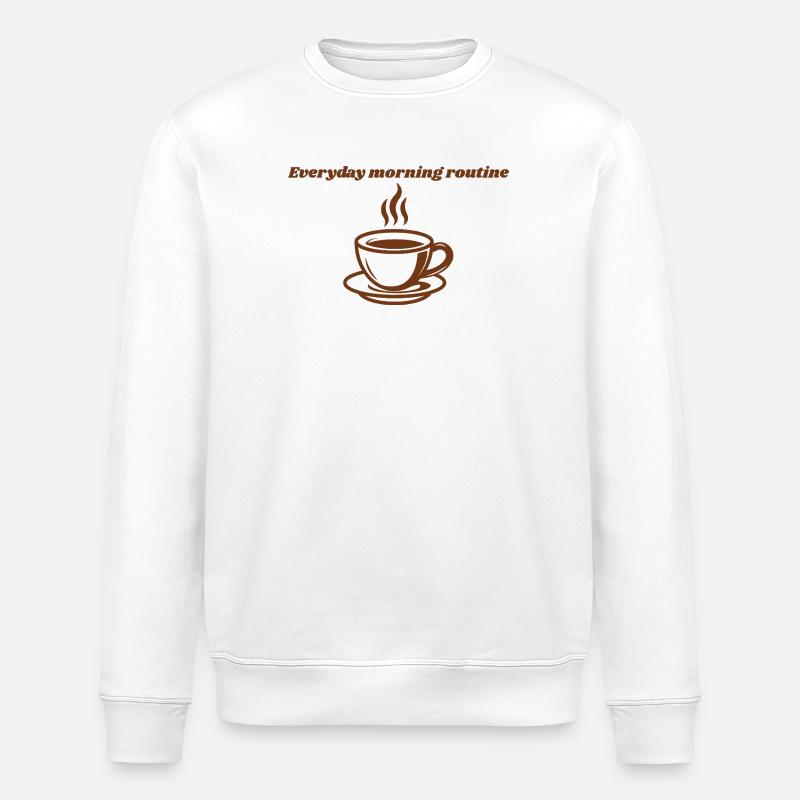 Sigura-Design Morgenroutine: dampfende Tasse Kaffee - Stanley/Stella Unisex Bio-Sweatshirt ROLLER - Weiß