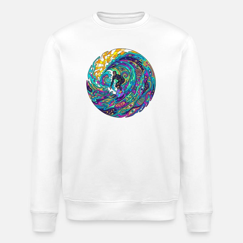 Psychedelic Surf Wave - Stanley/Stella ROLLER Unisex Organic Sweatshirt - white