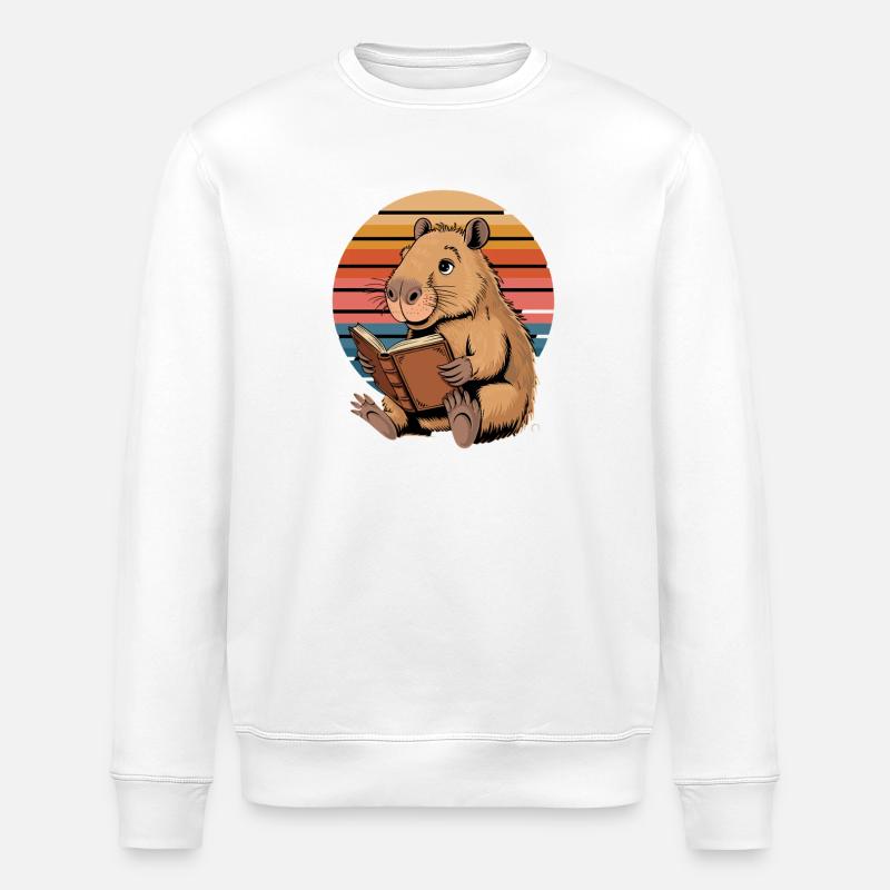 Lire Capybara Retro Sunset pour - Sweat bio ROLLER Stanley/Stella Unisexe - blanc