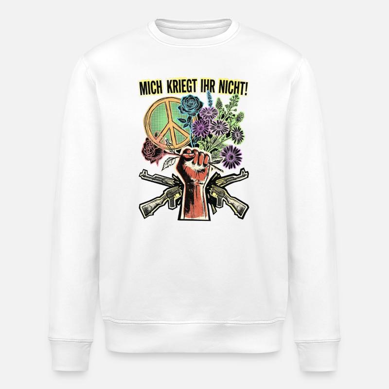 Frieden Blumen Gegen Krieg - Stanley/Stella Unisex Bio-Sweatshirt ROLLER - Weiß