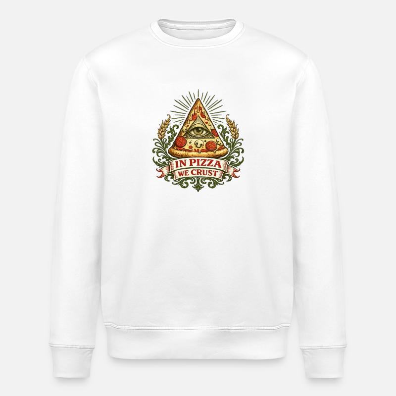 Motto der Pizza Pyramid Augenkruste - Stanley/Stella Unisex Bio-Sweatshirt ROLLER - Weiß